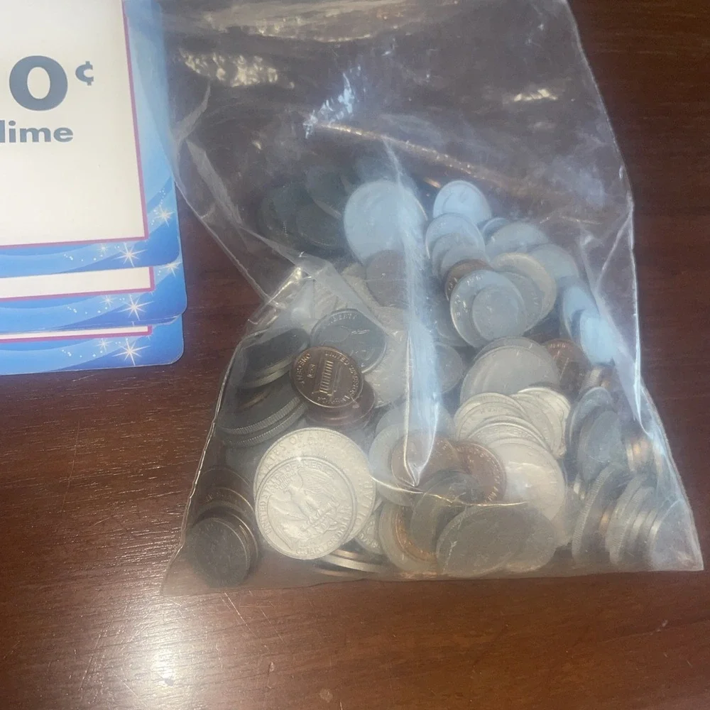 Math Manipulative Resource Lot Of Elementary Math Games Flash cards Fake Change